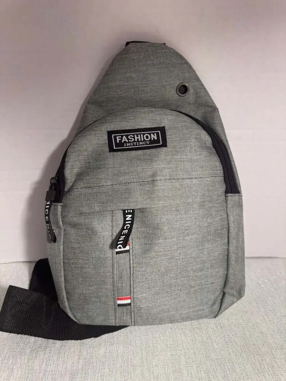 Fashion Instinct Gray Sling Crossbody Chest Bag with Earphone Hole